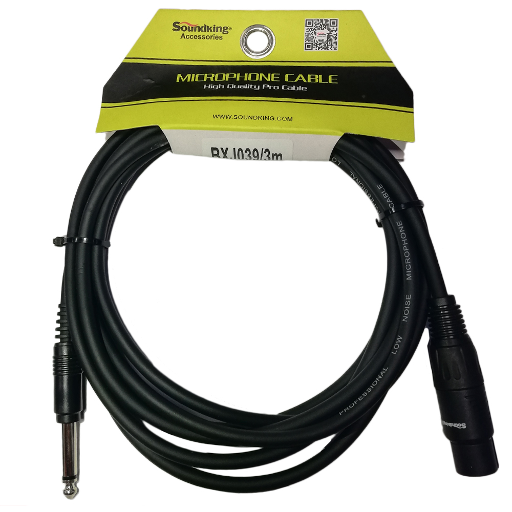 Сигнальный аудио кабель Jack-XLR(F) 3 м SoundKing BXJ039