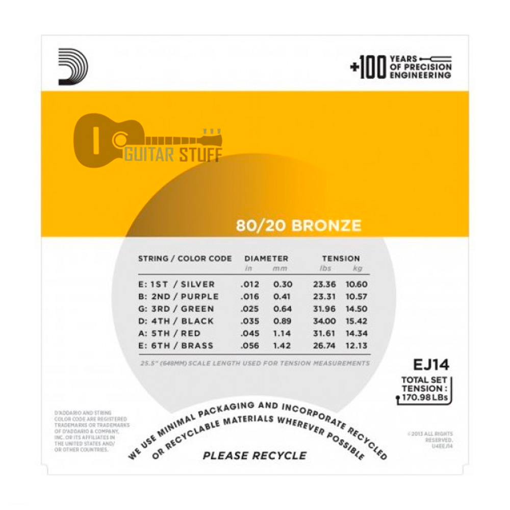 Струны для акустических гитар D'addario EJ14