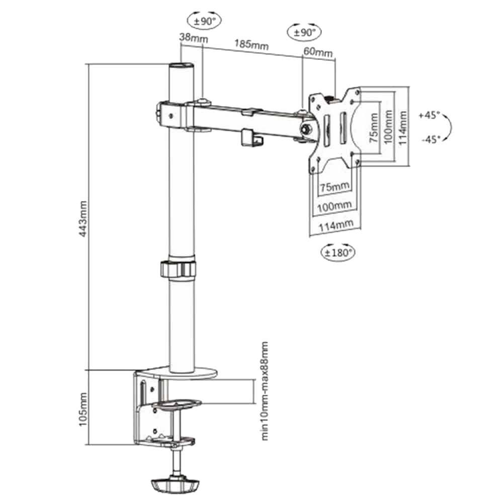 Настольный кронштейн Brateck LDT12-C011
